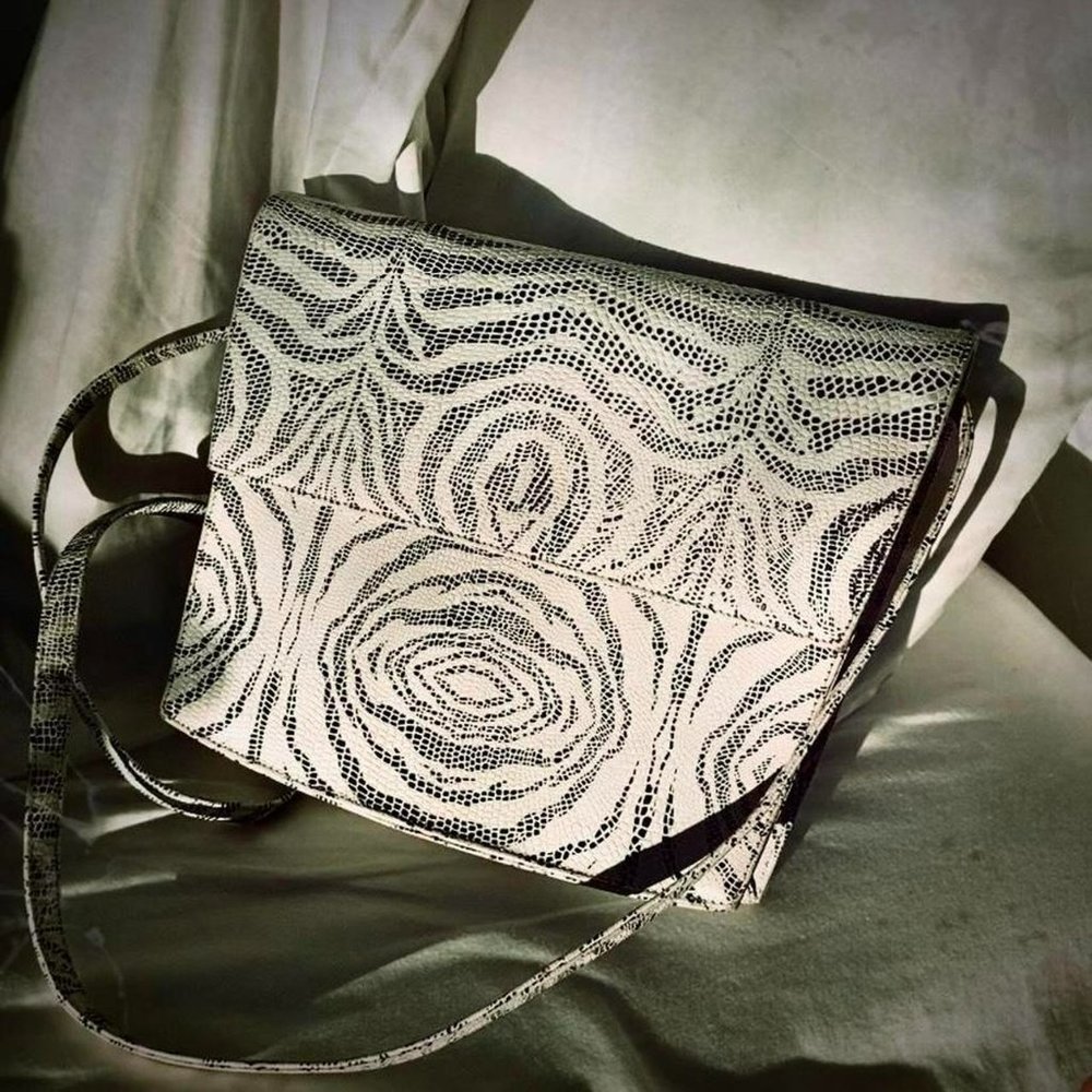 Vintage Leather Handbag in Animal Print, Zebra/Crocodile
